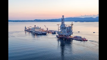 The Johan Sverdrup drilling platform installed