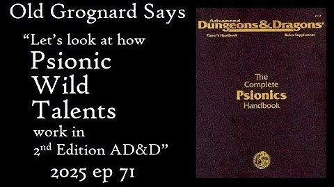 AD&D 2nd Edition Psionics:  How Psionic Wild Talents Work