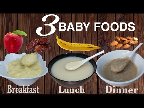 3 Baby foods |Weightgain Food For 6-12 month Babies | Banana puree / Wheat Apple /Dates Badam
