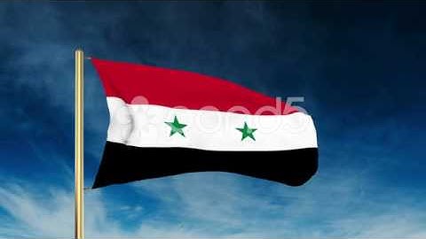 Syria Flag Slider Style. Waving In The Win With Cloud Background Animation