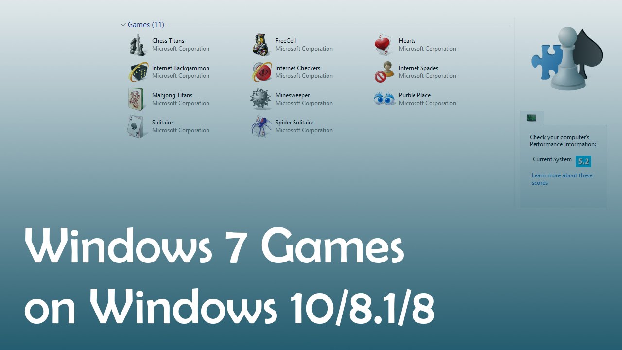 How to install windows 7 games on windows 8 8 1 10 youtube