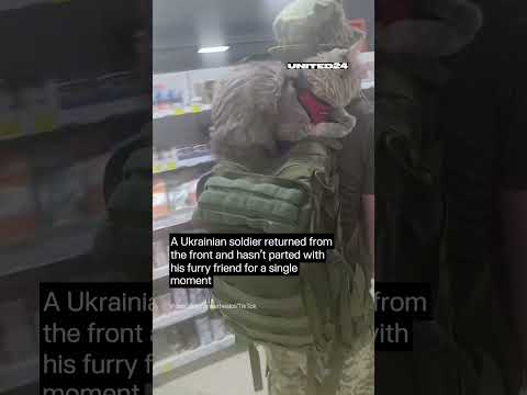 Ukrainian Soldier Returned From the Front With a Furry Friend #warinukraine