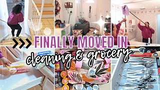 WE FINALLY MOVED IN! TAKE A LOOK IN MY KITCHEN AND CLEAN WITH ME // ALDI GROCERY HAUL &amp; CLEANING