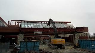 Casino Entrance Demolition (Glass Roof Collapse!) #demolition #excavator