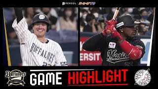 2022年5月15日 オリックス対千葉ロッテ 試合ハイライト