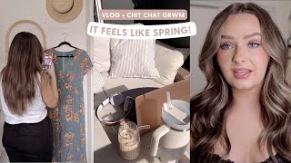 Cleaning out my Closet, Spring Vibes + Chit Chat GRWM for going out! | VLOG