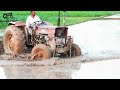 Tractor Working In Mud With 11 Tine Cultivator And Plank | Fiat 640