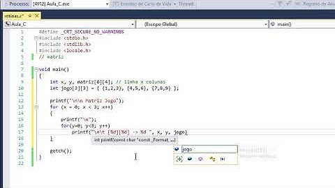 Matriz em Programação C - Visual Studio 2017