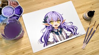 Watercolor and Gouche Painting - Anime Illustration
