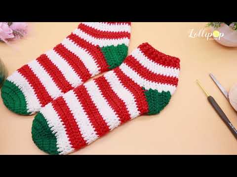 โครเชต์ถุงเท้าอุ่น ๆ ถักเองได้ ไม่ยาก! Easy Christmas Crochet Socks