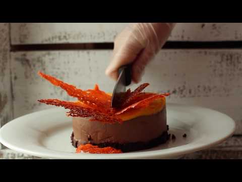 Chocolate cheesecake with chilli and sea buckthorn curd