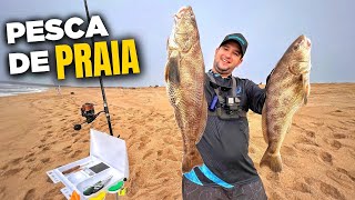 DESSE TAMANHO EU NUNCA TINHA VISTO!!! Pescaria de Praia com Iscas Naturais (Dicas) - Parte 1