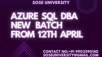 Azure SQL DBA New Batch from 12th April || Contact : 9902590140