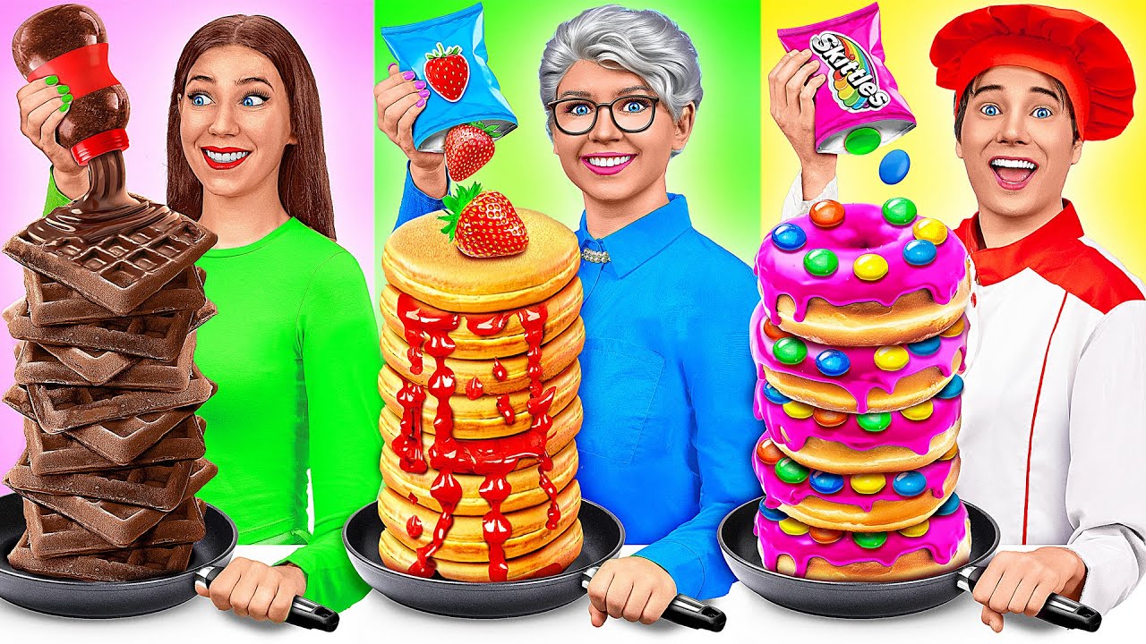 أنا مقابل جدتي في تحدي تحضير الطعام | معركة الصالحة للأكل Jelly DO Challenge