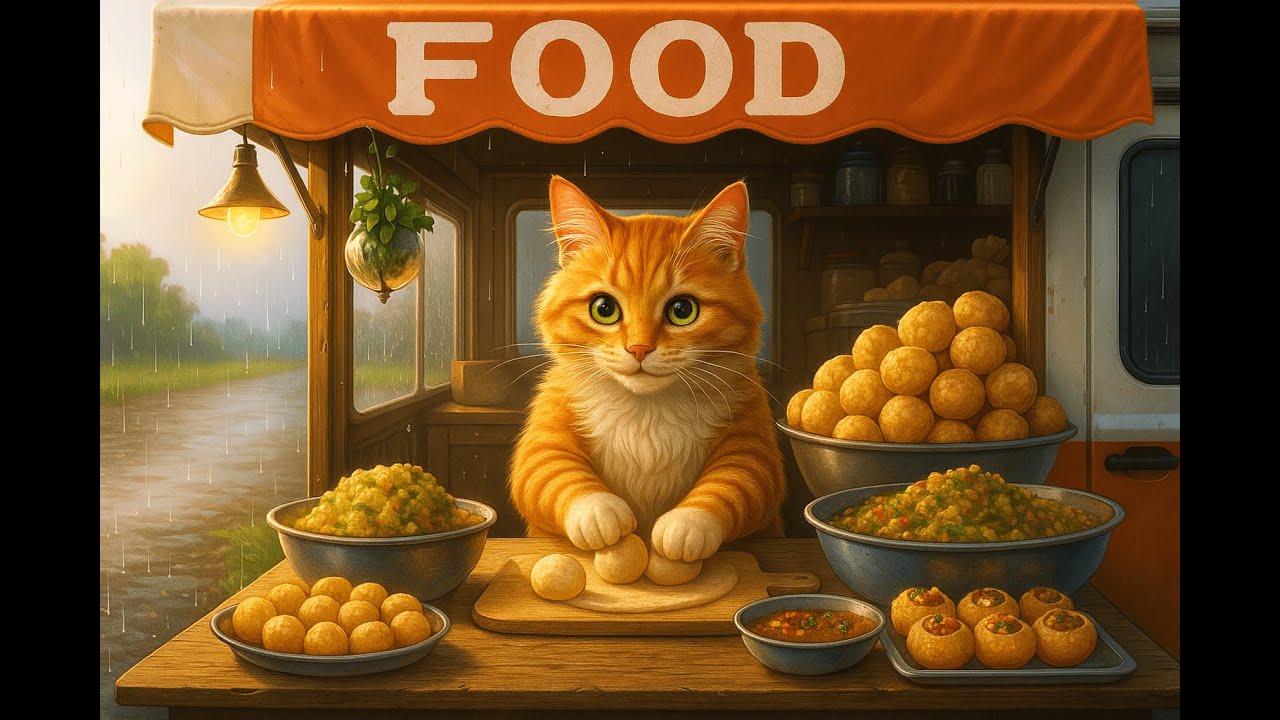 Mama Cat Sells Fuchka All Day, Comes Home to Cook and Cuddle Her Cozy Kittens🐱🍽️ 