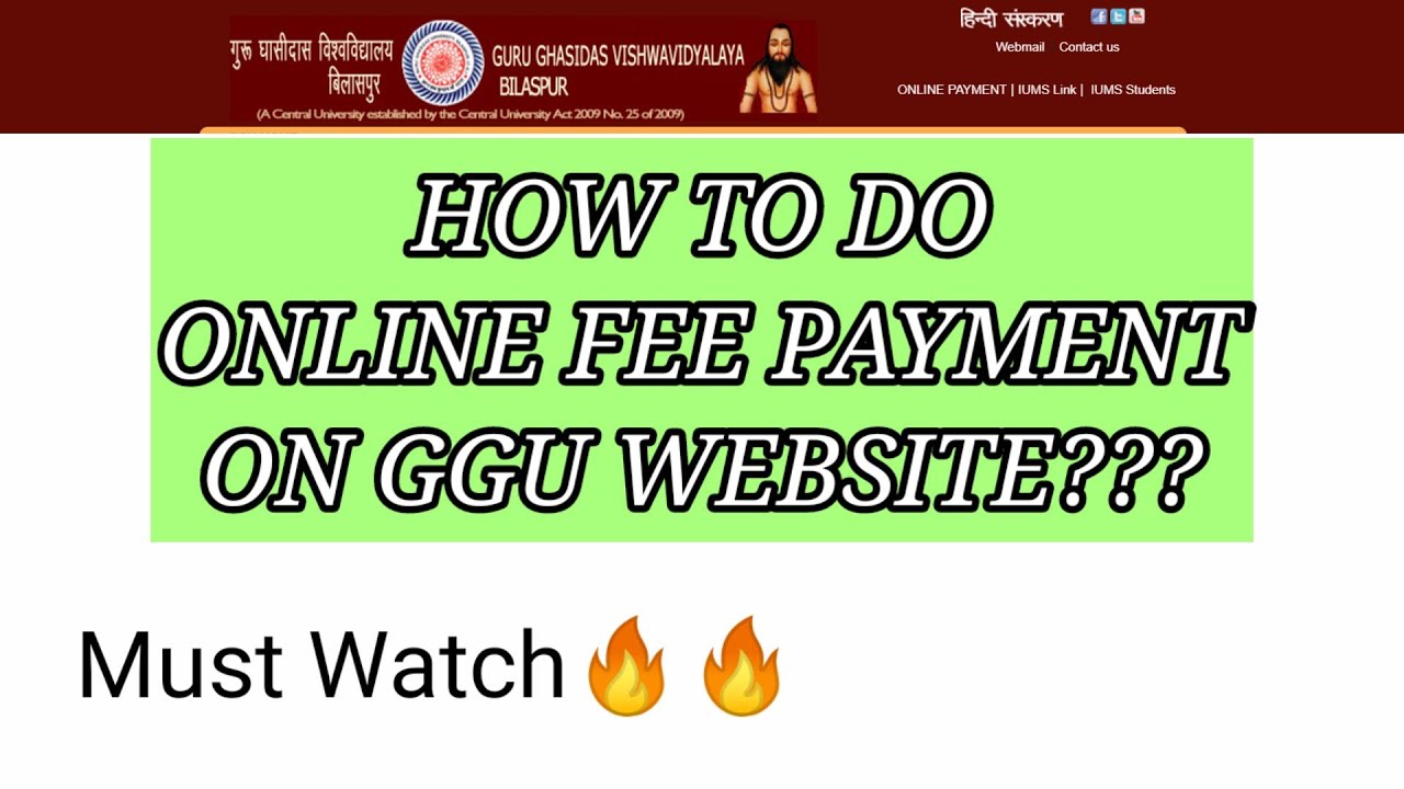 How to Make Online FEE PAYMENT On GGU Website ????