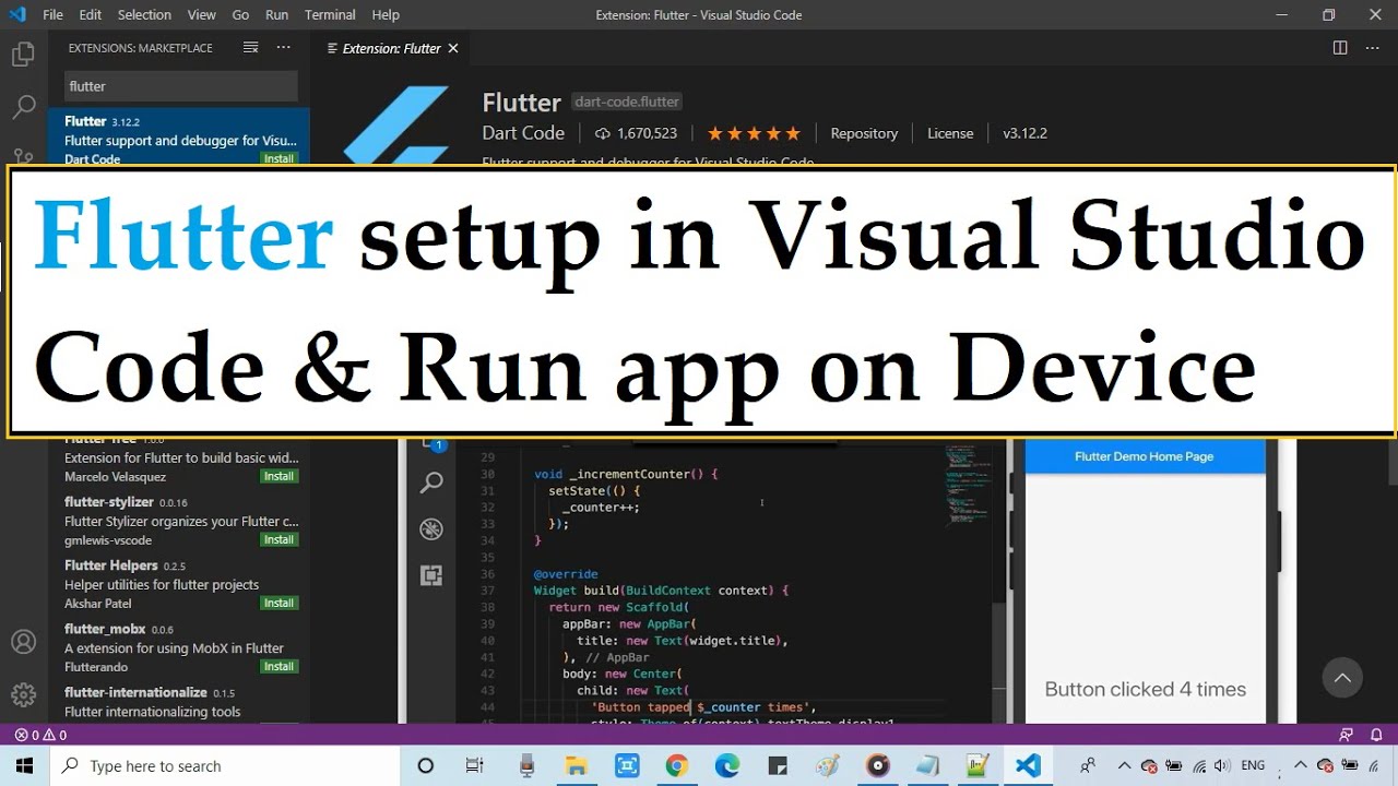 Visual studio code flutter extension