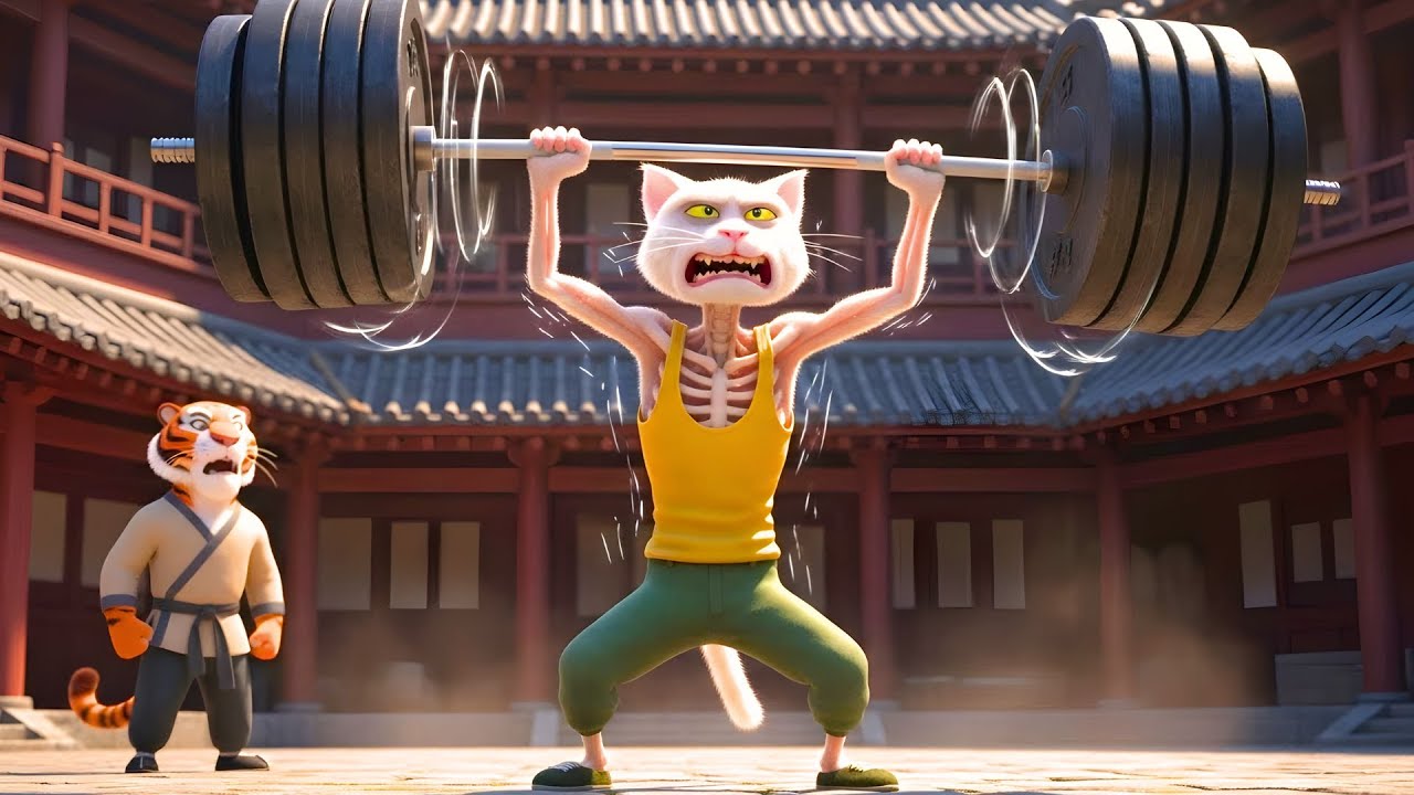 🏋️‍♂️ Skinny Cat Overcomes Weightlifting Challenge Despite Being Looked Down Upon 🐱🔥