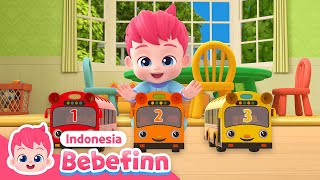 Sepuluh Bis Kecil | Ten Little Buses | Lagu Anak | Bebefinn Bahasa Indonesia