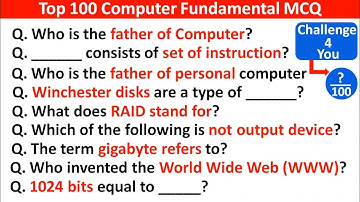 Top 100 Computer Fundamental MCQ | computer fundamental mcq (with questions, answer) #computermcq