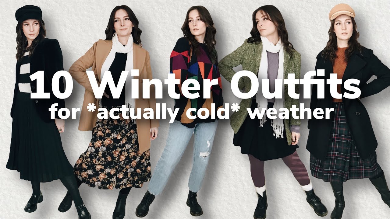 10 winter outfit ideas for cold weather (w/ mostly thrifted clothes)