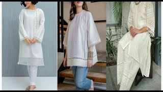 white colour kurta design for girls| simple white Kurta design for girls| girls kurta| youtube video screenshot 3