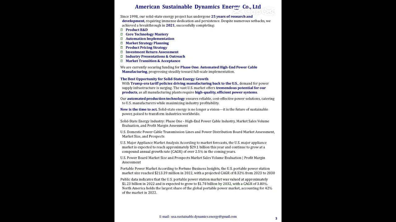 Progress  Risks  and Market Evaluation of the Solid   State Energy Project