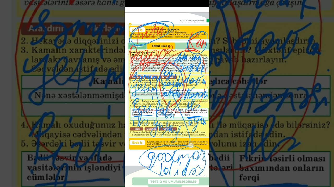 7 sinif ədəbiyyat dərsliyindən səh 137.E.Hüseynbəylinin