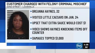 Woman charged for allegedly damaging Louisville Little Caesars over charge for extra sauce