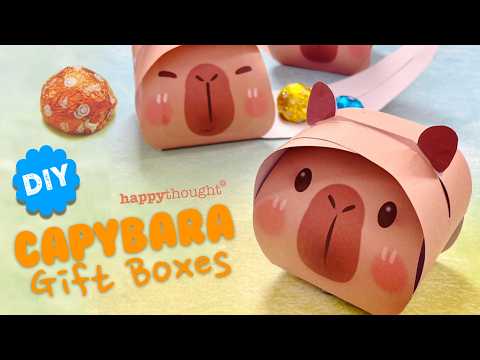 Caja de regalo DIY para carpincho. Descarga una caja de regalo 3D de papel. ¡Plantilla PDF para u...