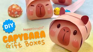 DIY Capybara Gift Box. Download a paper 3D Paper gift box. Fun Capybara activity PDF craft template!