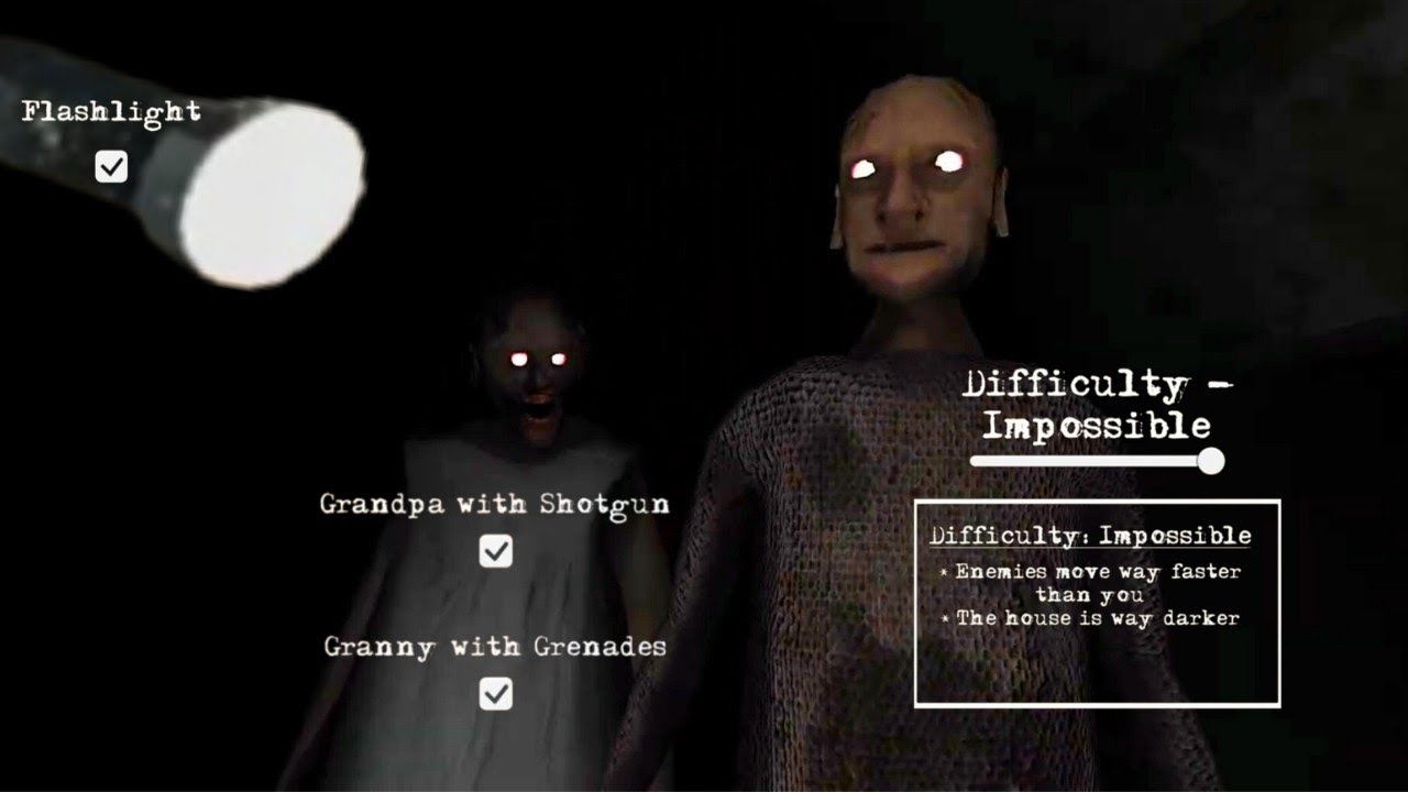 Granny 2 Enhanced New Update - Grenade Granny And Shotgun Grandpa In Impossible Mode With Flashlight
