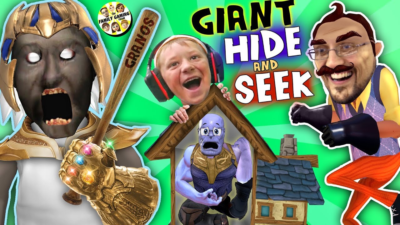 Grannys House Hide N Seek Hello Neighbor Giant Vs Mini Thanos Fgteev Funny Game Challenge - hide and seek granny map without granny roblox