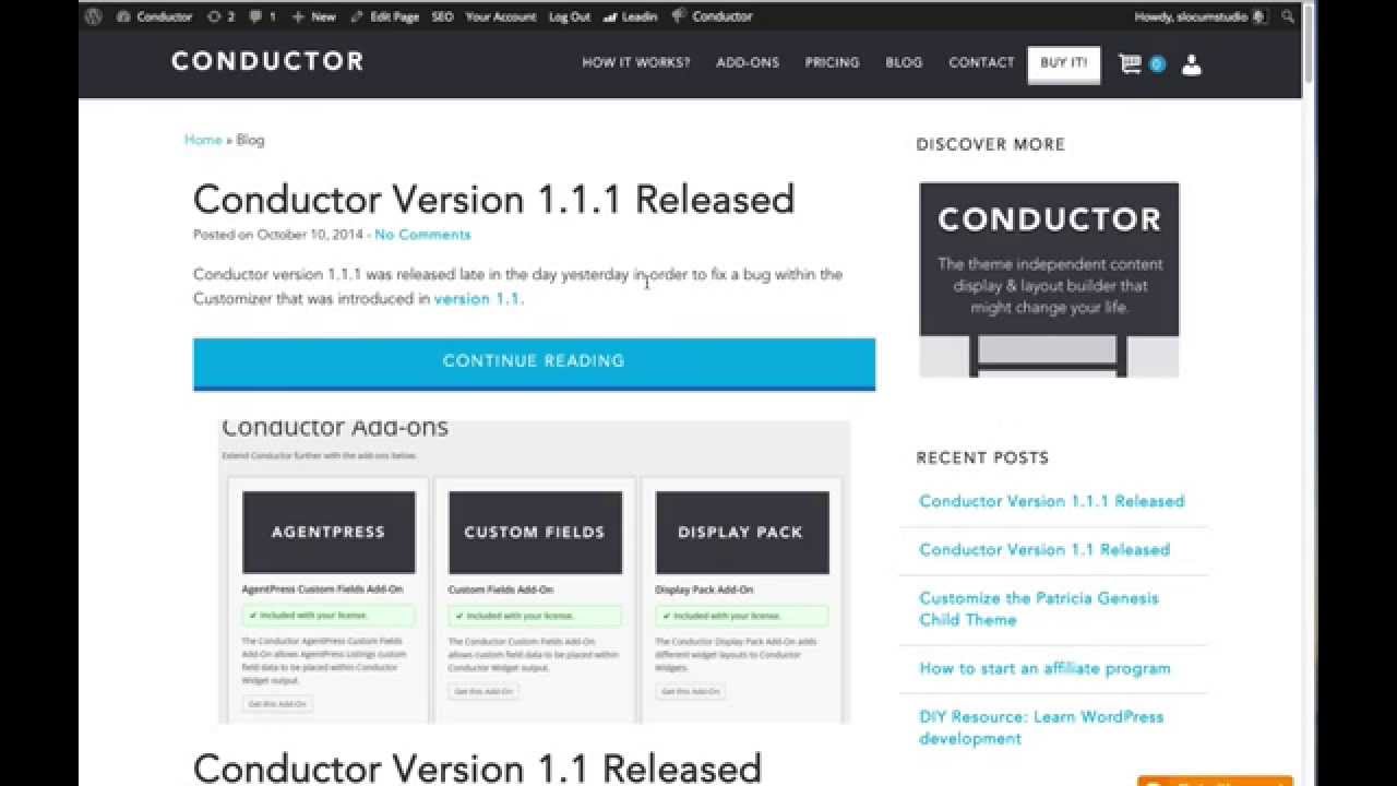 Updating Conductor plugin and add-ons - YouTube
