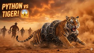 Giant Python Attacks Tiger! 🐍🐯 Incredible Desert Rescue Mission | Shocking Wildlife Battle