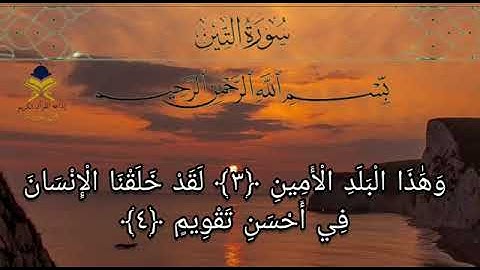 سورة التين بصوت الشيخ علي عبدالرحمن الحذيفي مكتوبة كاملة