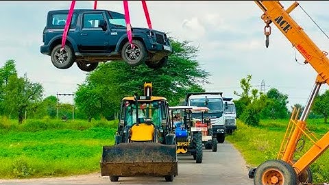 Jcb 3dx loading Mud in TATA Tippers Tractors Swaraj 855 Fe New Holland 3630 Tractor 4x4 Thar Truck