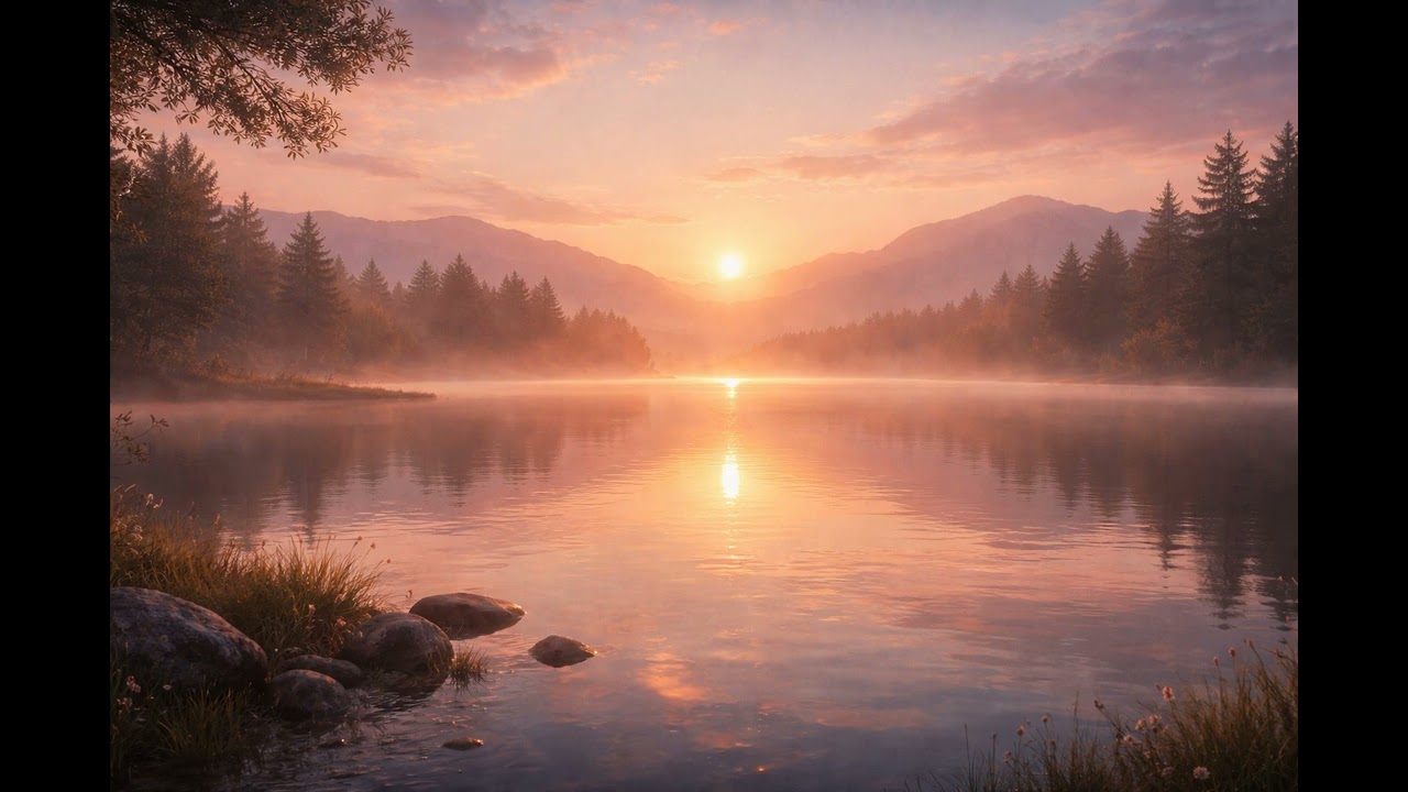 Relaxing Piano & Ambient Music 🌅 Peaceful Lake Sunrise | Sleep, Study, Meditation