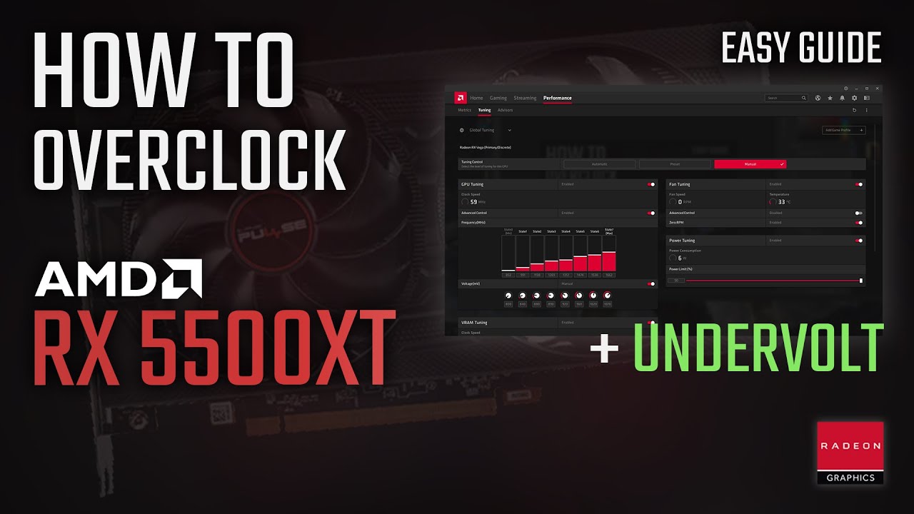 How to OVERCLOCK and UNDERVOLT RX 5500XT  ADRENALIN 2020 Easy Guide Tutorial