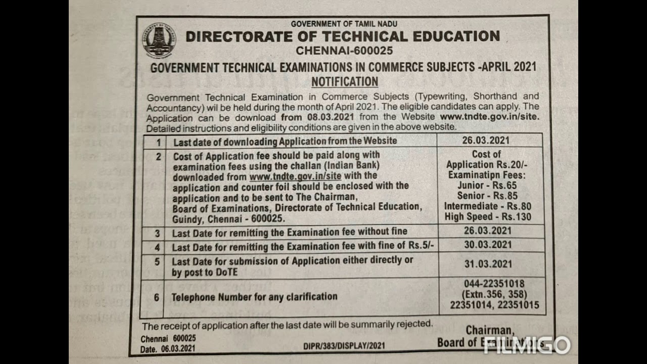 # Tamil Nadu Type Writing and Shorthand exam notification April 2021 # Tamil Nadu Type, shorthand