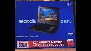 ONN 10 Inch Portable DVD Player Kit Box Opening