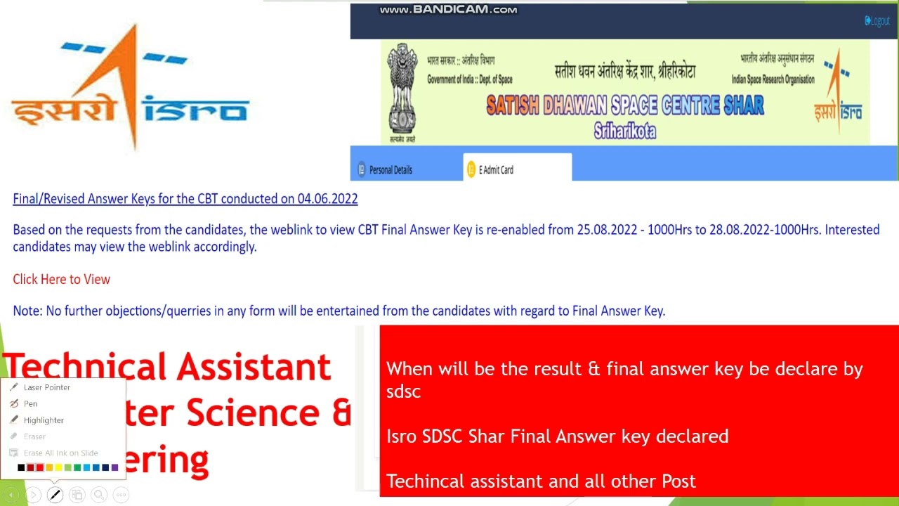 Final Answer Key Released |ISRO SDSC SHAR RESULT update || SDSC SHAR FINAL ANSWER KEY TECHNICAL