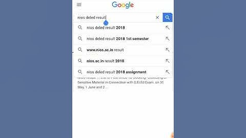 Nios deled result 2018....Declared 20 August 2018.Check now