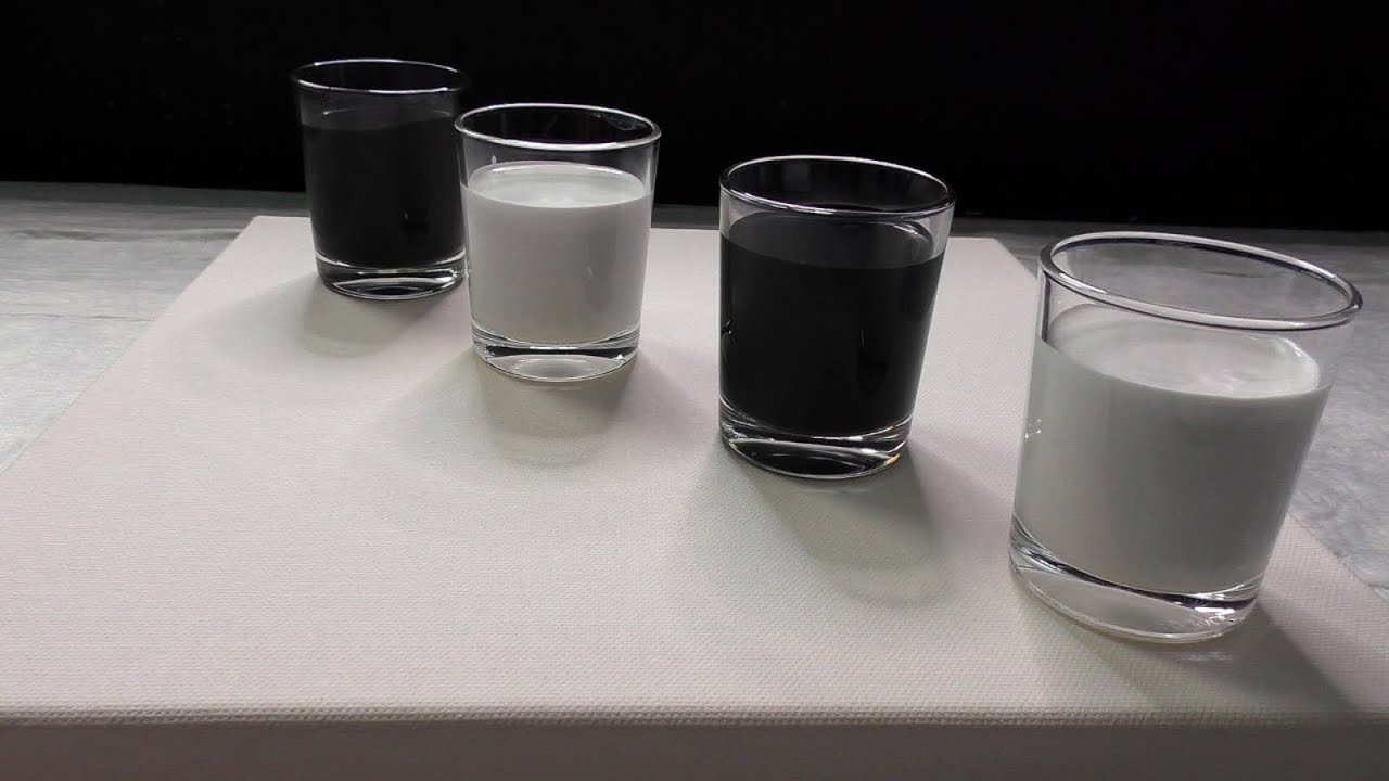 Acrylic pour painting - Black and White - Fluid Art Monochrom !