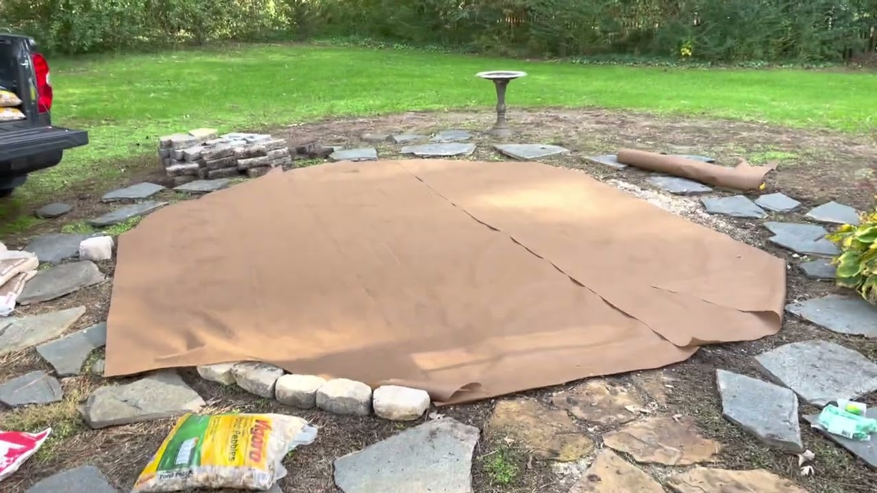 How to weed proof an area of your yard. For example a fire-pit.