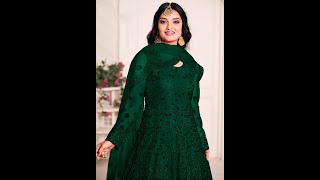 Bottle Green Sequined Net Designer Anarkali Suit screenshot 2