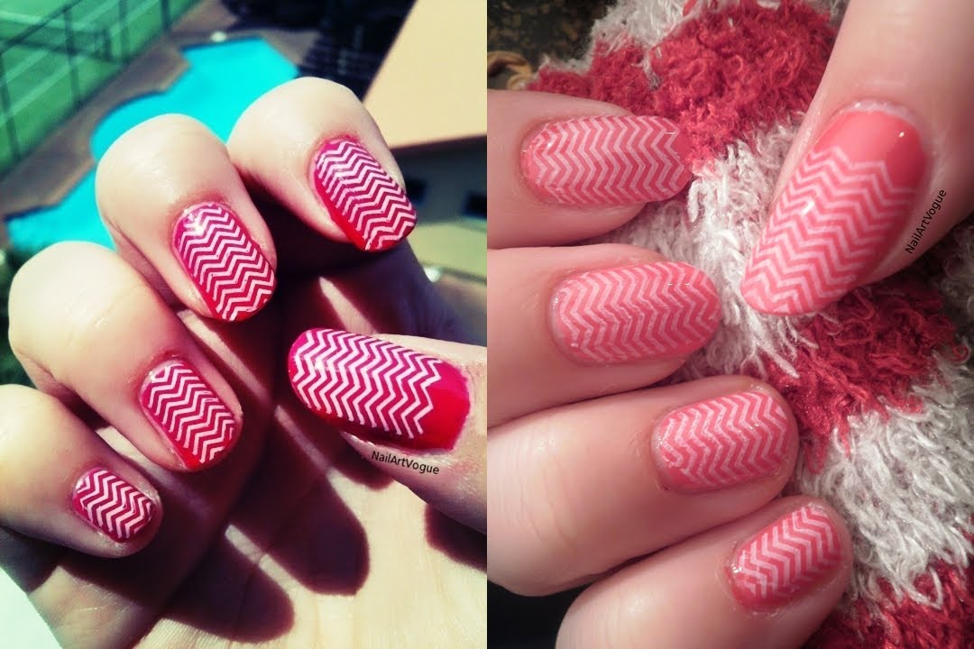 10. Red and White Chevron Nail Design - wide 8