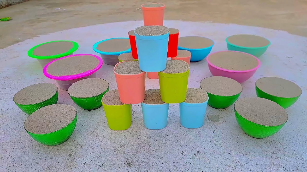 Satisfying kinetic sand cutting asmr amazing multiple glass Sand Cake Decorating in satisfying video