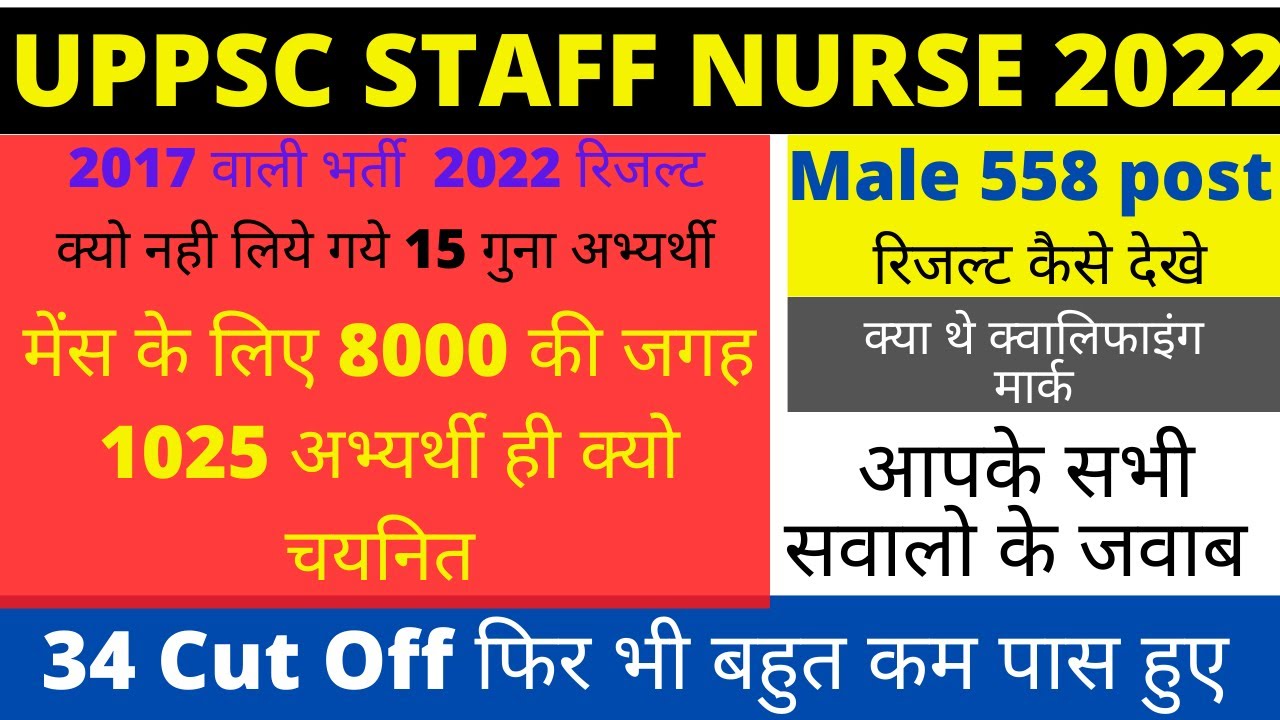 UPPSC STAFF NURSE RESULT 2022 / uppsc staff nurse cut off / 15 गुना बच्‍चे क्‍यो नही लिये गये 