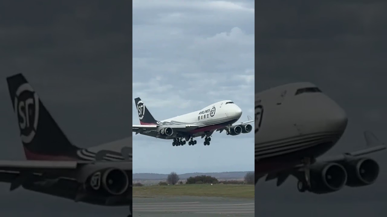 SF Airlines 747-400F Landing Runway 15 EHU-ANC